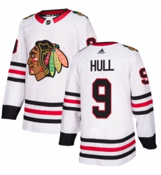 Men's Adidas Chicago Blackhawks #9 Bobby Hull Authentic White Away NHL Jersey