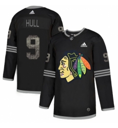 Men's Adidas Chicago Blackhawks #9 Bobby Hull Black Authentic Classic Stitched NHL Jersey