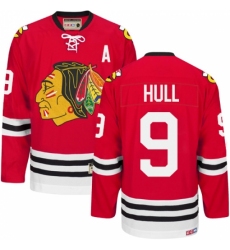 Men's CCM Chicago Blackhawks #9 Bobby Hull Authentic Red New Throwback NHL Jersey