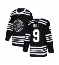 Men's Chicago Blackhawks #9 Bobby Hull Authentic Black Alternate Hockey Jersey