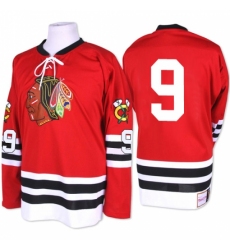 Men's Mitchell and Ness Chicago Blackhawks #9 Bobby Hull Premier Red 1960-61 Throwback NHL Jersey