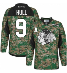 Men's Reebok Chicago Blackhawks #9 Bobby Hull Authentic Camo Veterans Day Practice NHL Jersey