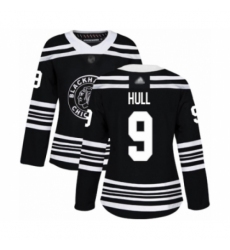 Women's Chicago Blackhawks #9 Bobby Hull Authentic Black Alternate Hockey Jersey