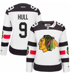 Women's Reebok Chicago Blackhawks #9 Bobby Hull Authentic White 2016 Stadium Series NHL Jersey