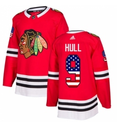 Youth Adidas Chicago Blackhawks #9 Bobby Hull Authentic Red USA Flag Fashion NHL Jersey