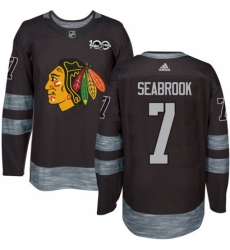 Men's Adidas Chicago Blackhawks #7 Brent Seabrook Authentic Black 1917-2017 100th Anniversary NHL Jersey