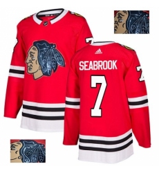 Men's Adidas Chicago Blackhawks #7 Brent Seabrook Authentic Red Fashion Gold NHL Jersey