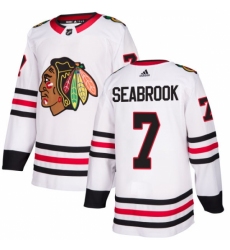 Men's Adidas Chicago Blackhawks #7 Brent Seabrook Authentic White Away NHL Jersey