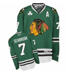 Men's Reebok Chicago Blackhawks #7 Brent Seabrook Authentic Green NHL Jersey