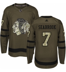 Men's Reebok Chicago Blackhawks #7 Brent Seabrook Authentic Green Salute to Service NHL Jersey