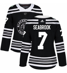 Women's Adidas Chicago Blackhawks #7 Brent Seabrook Authentic Black 2019 Winter Classic NHL Jersey