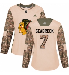 Women's Adidas Chicago Blackhawks #7 Brent Seabrook Authentic Camo Veterans Day Practice NHL Jersey