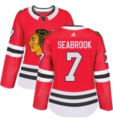 Women's Adidas Chicago Blackhawks #7 Brent Seabrook Authentic Red Home NHL Jersey