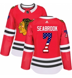Women's Adidas Chicago Blackhawks #7 Brent Seabrook Authentic Red USA Flag Fashion NHL Jersey
