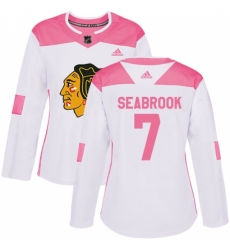 Women's Adidas Chicago Blackhawks #7 Brent Seabrook Authentic White/Pink Fashion NHL Jersey