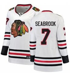 Women's Chicago Blackhawks #7 Brent Seabrook Authentic White Away Fanatics Branded Breakaway NHL Jersey