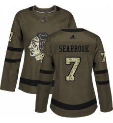 Women's Reebok Chicago Blackhawks #7 Brent Seabrook Authentic Green Salute to Service NHL Jersey
