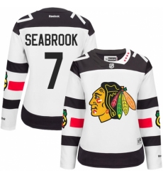 Women's Reebok Chicago Blackhawks #7 Brent Seabrook Authentic White 2016 Stadium Series NHL Jersey
