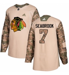 Youth Adidas Chicago Blackhawks #7 Brent Seabrook Authentic Camo Veterans Day Practice NHL Jersey