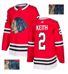 Men's Adidas Chicago Blackhawks #2 Duncan Keith Authentic Red Fashion Gold NHL Jersey