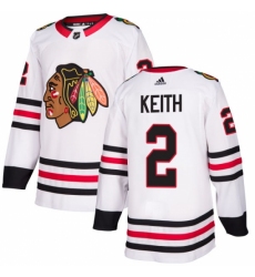 Men's Adidas Chicago Blackhawks #2 Duncan Keith Authentic White Away NHL Jersey