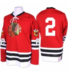 Men's Mitchell and Ness Chicago Blackhawks #2 Duncan Keith Authentic Red 1960-61 Throwback NHL Jersey