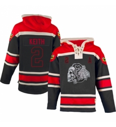 Men's Old Time Hockey Chicago Blackhawks #2 Duncan Keith Authentic Black Sawyer Hooded Sweatshirt NHL Jersey