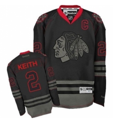 Men's Reebok Chicago Blackhawks #2 Duncan Keith Authentic Black Ice NHL Jersey