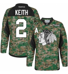 Men's Reebok Chicago Blackhawks #2 Duncan Keith Authentic Camo Veterans Day Practice NHL Jersey