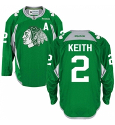 Men's Reebok Chicago Blackhawks #2 Duncan Keith Authentic Green Practice NHL Jersey