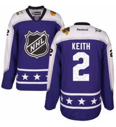 Men's Reebok Chicago Blackhawks #2 Duncan Keith Authentic Purple Central Division 2017 All-Star NHL Jersey