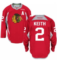 Men's Reebok Chicago Blackhawks #2 Duncan Keith Authentic Red Practice NHL Jersey