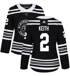 Women's Adidas Chicago Blackhawks #2 Duncan Keith Authentic Black 2019 Winter Classic NHL Jersey