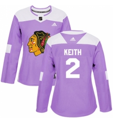 Women's Adidas Chicago Blackhawks #2 Duncan Keith Authentic Purple Fights Cancer Practice NHL Jersey