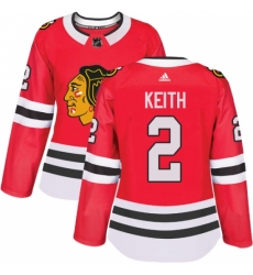 Women's Adidas Chicago Blackhawks #2 Duncan Keith Authentic Red Home NHL Jersey