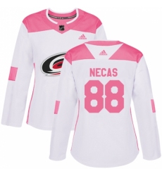 Women's Adidas Carolina Hurricanes #88 Martin Necas Authentic White/Pink Fashion NHL Jersey