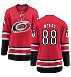 Women's Carolina Hurricanes #88 Martin Necas Authentic Red Home Fanatics Branded Breakaway NHL Jersey