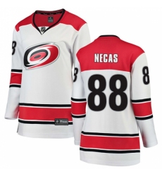 Women's Carolina Hurricanes #88 Martin Necas Authentic White Away Fanatics Branded Breakaway NHL Jersey