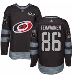 Men's Adidas Carolina Hurricanes #86 Teuvo Teravainen Authentic Black 1917-2017 100th Anniversary NHL Jersey