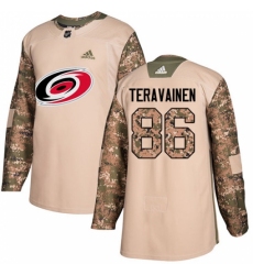 Men's Adidas Carolina Hurricanes #86 Teuvo Teravainen Authentic Camo Veterans Day Practice NHL Jersey