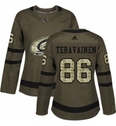 Women's Adidas Carolina Hurricanes #86 Teuvo Teravainen Authentic Green Salute to Service NHL Jersey