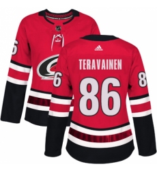 Women's Adidas Carolina Hurricanes #86 Teuvo Teravainen Authentic Red Home NHL Jersey