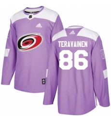 Youth Adidas Carolina Hurricanes #86 Teuvo Teravainen Authentic Purple Fights Cancer Practice NHL Jersey