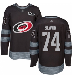 Men's Adidas Carolina Hurricanes #74 Jaccob Slavin Authentic Black 1917-2017 100th Anniversary NHL Jersey Men's Adidas Carolina Hurricanes #74 Jaccob Slavin Authentic Black 1917-2017 100th Anniversary NHL Jersey