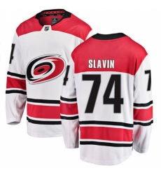 Men's Carolina Hurricanes #74 Jaccob Slavin Fanatics Branded White Away Breakaway NHL Jersey