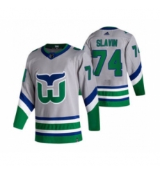 Men's Carolina Hurricanes #74 Jaccob Slavin Grey 2020-21 Reverse Retro Alternate Hockey Jersey Men's Carolina Hurricanes #74 Jaccob Slavin Grey 2020-21 Reverse Retro Alternate Hockey Jersey