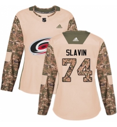 Women's Adidas Carolina Hurricanes #74 Jaccob Slavin Authentic Camo Veterans Day Practice NHL Jersey Women's Adidas Carolina Hurricanes #74 Jaccob Slavin Authentic Camo Veterans Day Practice NHL Jersey