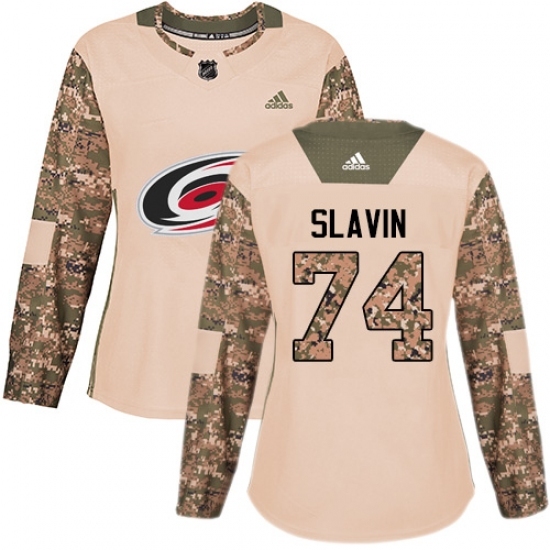 Women's Adidas Carolina Hurricanes #74 Jaccob Slavin Authentic Camo Veterans Day Practice NHL Jersey Women's Adidas Carolina Hurricanes #74 Jaccob Slavin Authentic Camo Veterans Day Practice NHL Jersey