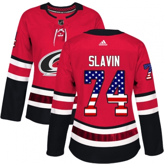 Women's Adidas Carolina Hurricanes #74 Jaccob Slavin Authentic Red USA Flag Fashion NHL Jersey Women's Adidas Carolina Hurricanes #74 Jaccob Slavin Authentic Red USA Flag Fashion NHL Jersey