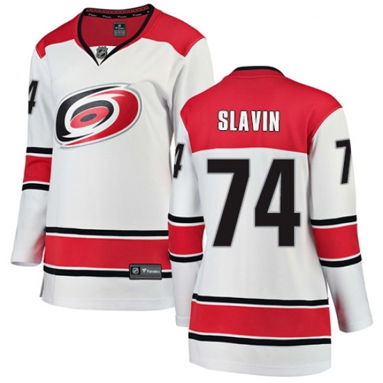 Women's Carolina Hurricanes #74 Jaccob Slavin Authentic White Away Fanatics Branded Breakaway NHL Jersey Women's Carolina Hurricanes #74 Jaccob Slavin Authentic White Away Fanatics Branded Breakaway NHL Jersey